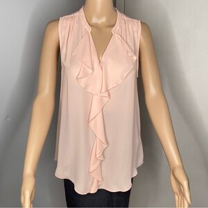 RW&CO Elegant Women's Sleeveless Ruffle Top - Peach - US M.